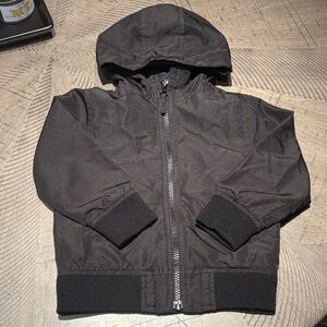 Children’s Place- Black Hooded water resisitent Zip-Up Jacket